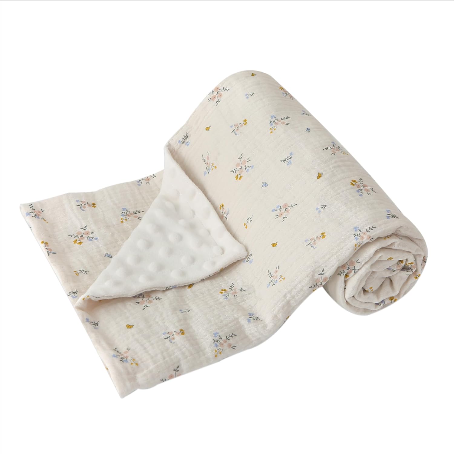 DaysU Baby Blankets for Girls with Muslin Cotton Front and Dotted Fleece Back, Silky Micro Super Soft Plush Newborn Baby Blankets Unisex, Bed Blanket Bed Throws, Floral, 30×40 inches