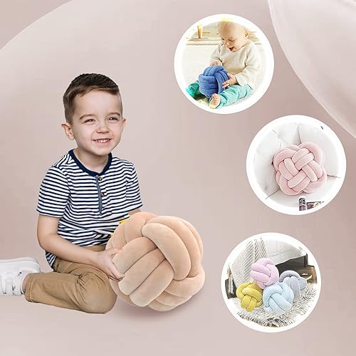 Miniatura 3 de Aoruisen Almohadas de nudo suave, cojín de felpa anudada, almohada redonda con nudo hecho a mano, almohadas redondas de felpa decorativas para el