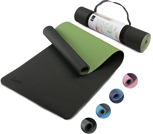 KEPLIN Exercise Yoga Mat Non-Slip | Training & Workout Mat for Home and outdoor gym | Yoga, Pilates, Gymnastics, HiiT, Stretching & Meditation | Foam Material with Carrying Strap - 183 x 60 x 0.6 cm