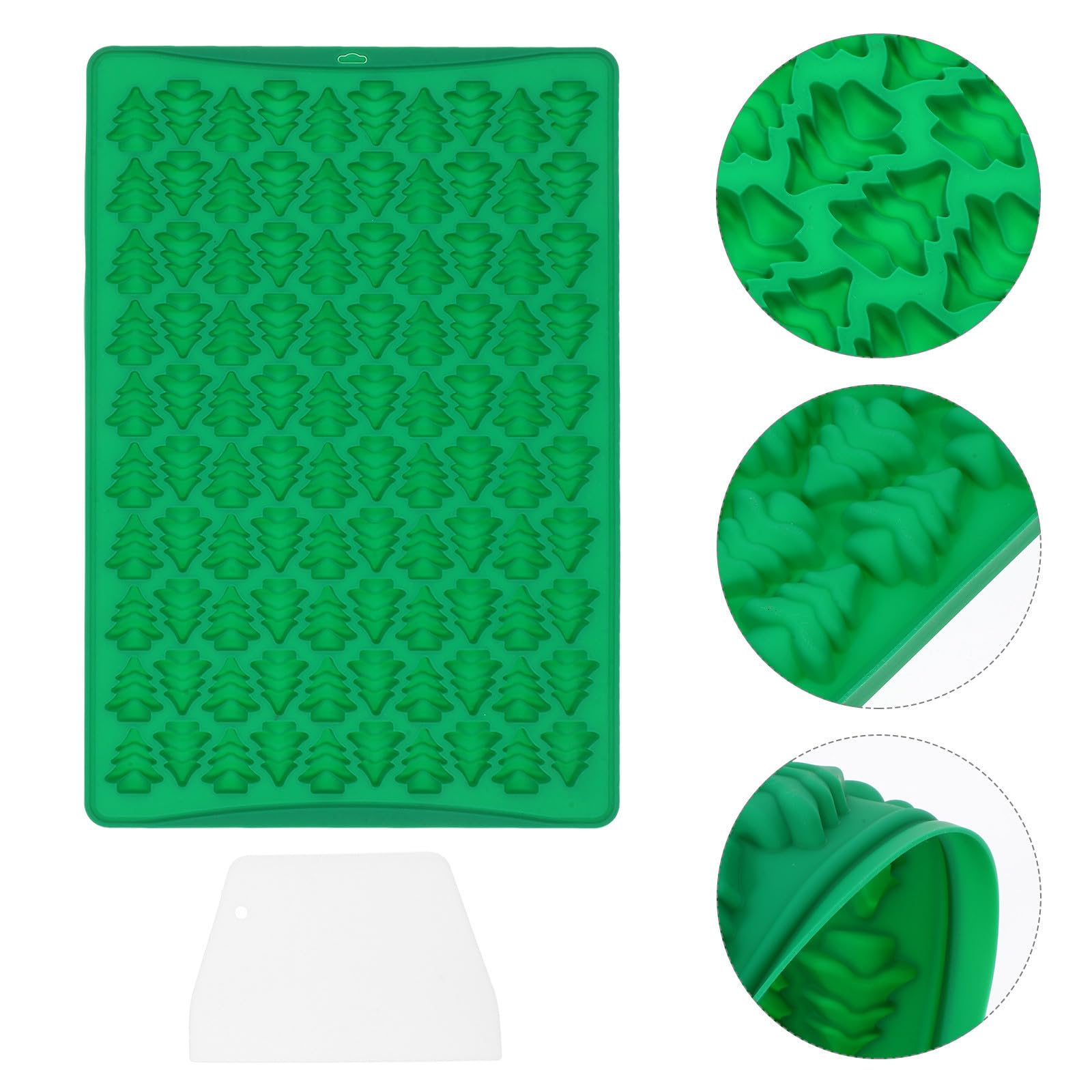 TOYANDONA 5 Set Stampo in Silicone per Albero di Natale, 100 Griglie, Verde | Antiaderente, Facile Sformatura, Accessorio Spatola Incluso, per Cioccolato, Caramelle, Fondente