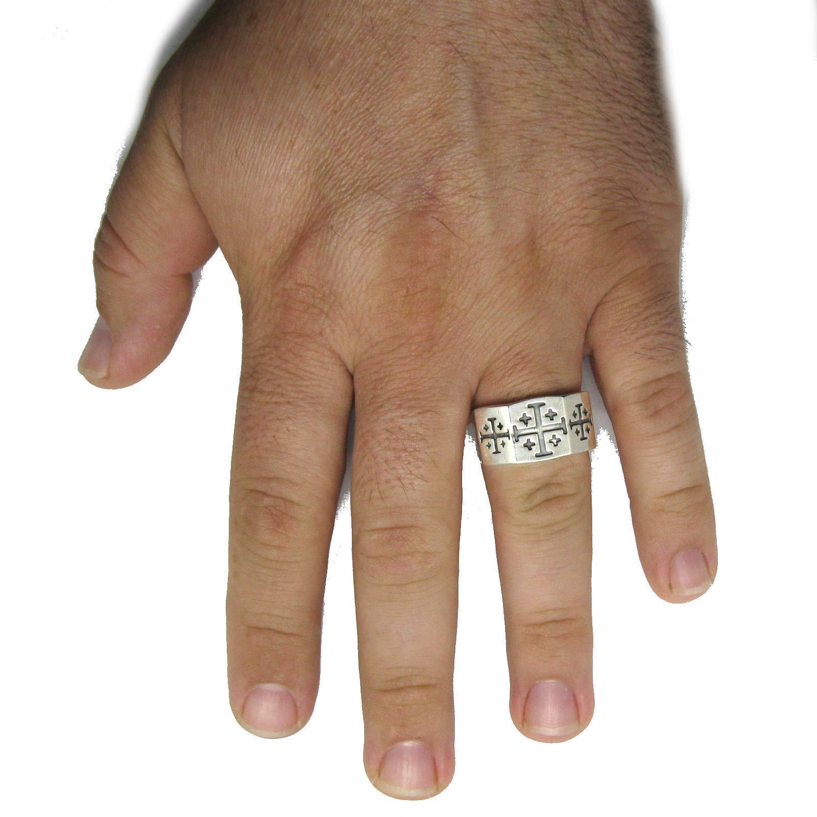 Anillo de plata de lay sólido 925 Cruz de Jerusalem R001965 Empress