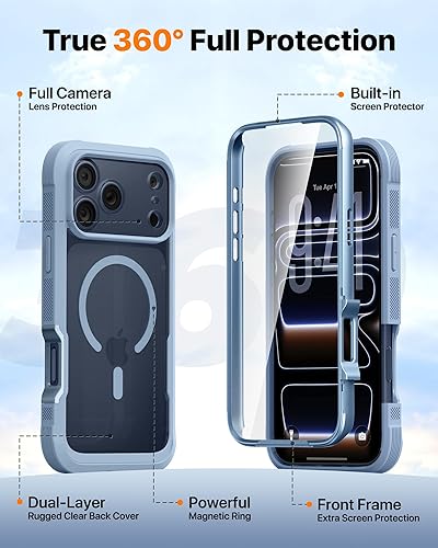 Miniatura 669 de Diaclara - Funda diseñada para iPhone 15 Plus de 6.7 pulgadas, transparente, cuerpo completo, con protector de pantalla, resistente de protección