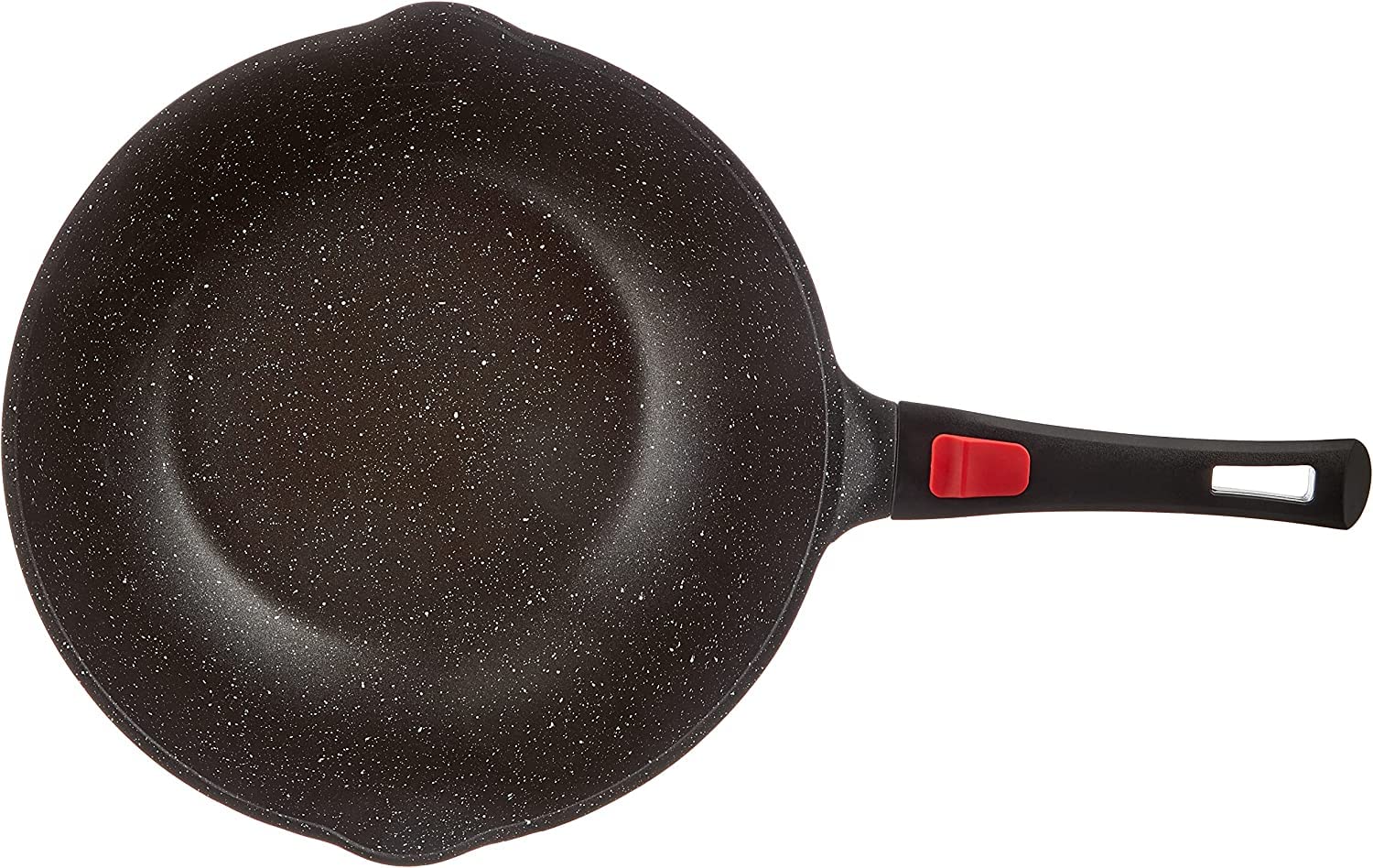 Kamberg - Wok 30 cm - Manche Amovible - Fonte d'Aluminium - Revêtement pierre - Couvercle en Verre - Tous Feux dont Induction - Sans PFOA - 0008057, Noir