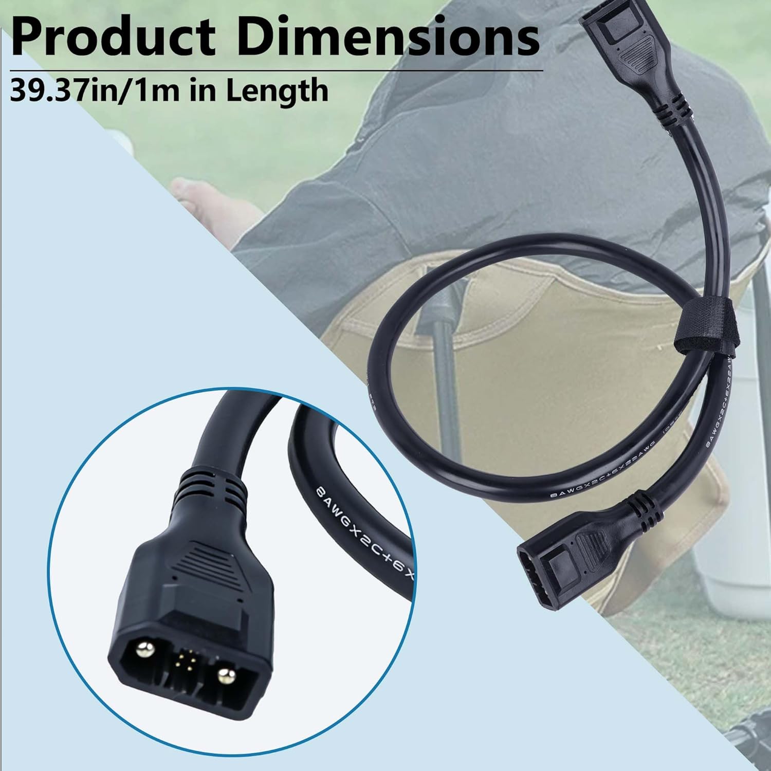 XT150 Extra Battery Connection Cable | Compatible with EcoFlow Delta 2/2 Max/Max/3/3 Plus/3 1500 & Wave 2/3 | (Not for Delta Pro 3/Pro/Ultra/3 Max) | 39.37in/1m