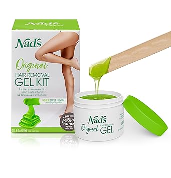 Nad's Original Natural Hair Removal Gel Wax Kit, Waxing Kit for Full Body, Hair Removal Wax with Strips, No-heat Formula, 6 Ounce