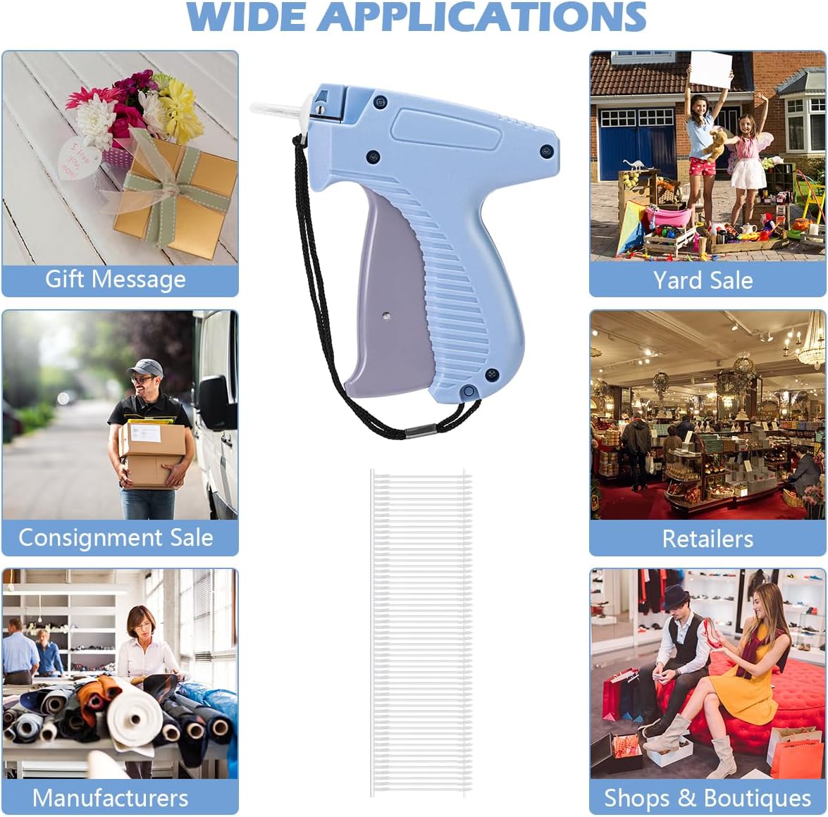 Tagging Gun for Clothing, Standard Retail Price Tag Attacher Gun Kit for Clothes Labeler with 6 Needles & 1000pcs 1" Barbs Fasteners & Organizer Bag for Store Warehouse Consignment Yard Sale - Image 4