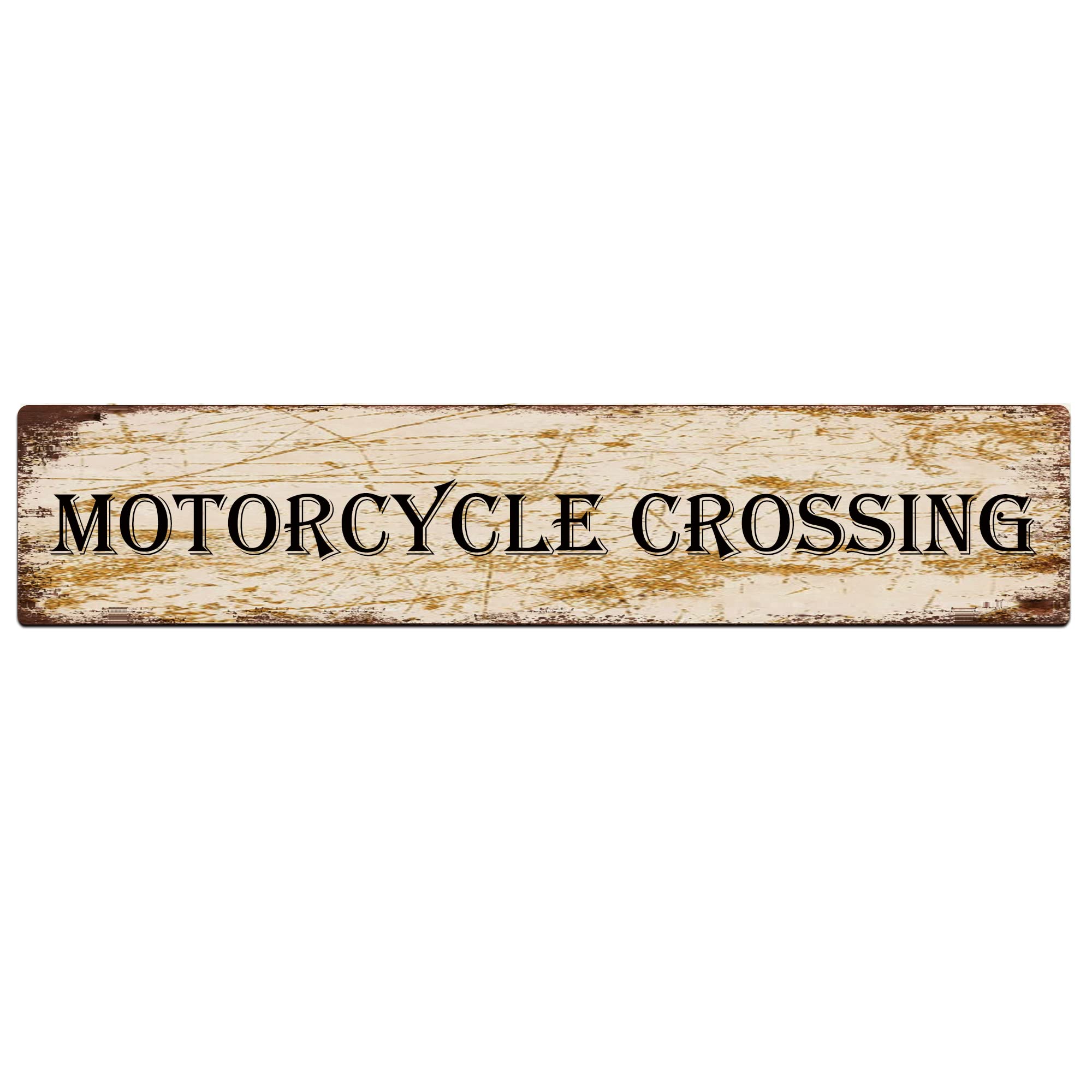Motorcycle Crossing Retro Tin Signs Aluminum Metal Sign for Kitchen Home Garden Wall Bar Cafe Decor 4x16 Inch