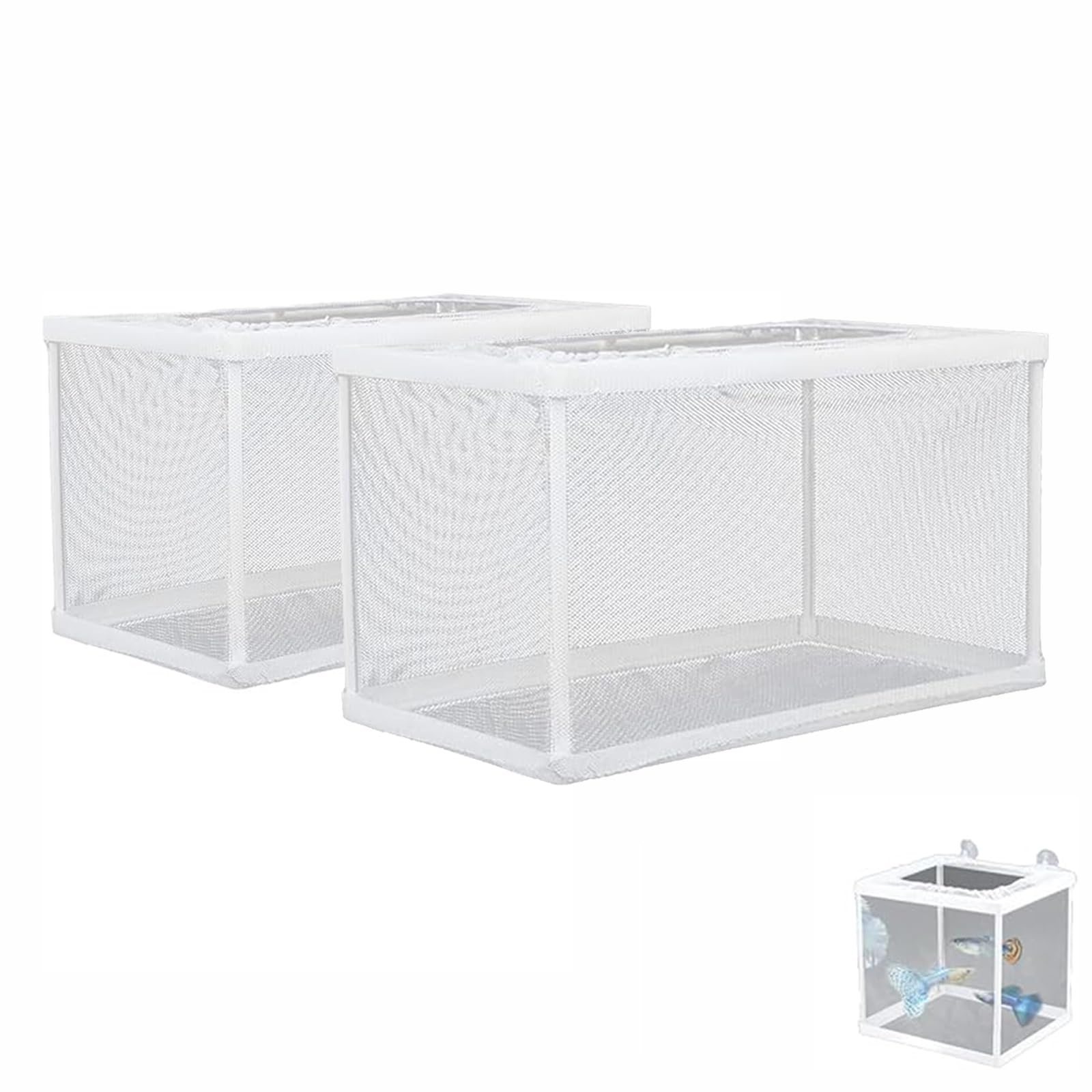 2 Pièces Boîte de Frai, Filet Isolant pour Aquariums, Incubateur de Poissons d'aquarium, Convient pour Les Aquariums, Isoler Les Semis et Soutenir l'incubation et la Reproduction (Blanc)