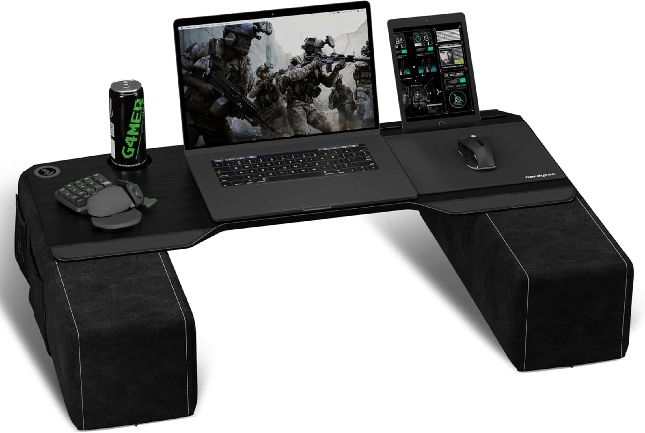 Couchmaster® CYBOSS - Scrivania ergonomica extra large per notebook o periferiche, con cuscino, adatta per letto/divano - lapdesk ergonomico con cuscini - supporto per mouse e tastiera