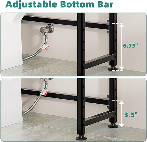 Miniatura 5 de Simple Trending Almacenamiento de 8 niveles sobre el inodoro con estante lateral, organizador de baño, estantes de metal para toallas, color negro