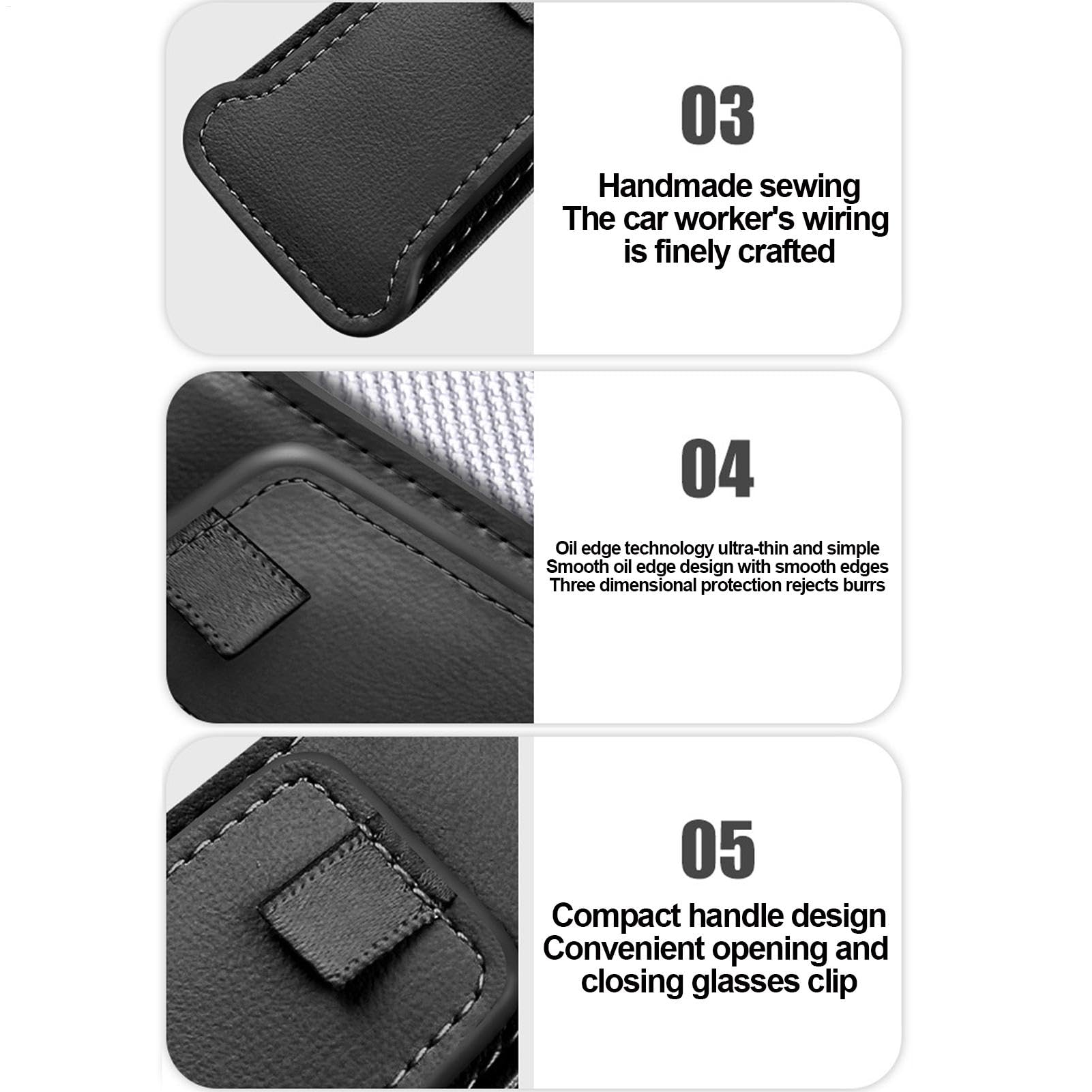 Car Glasses Holder, Leather Visor Clip Organizer, 8.5x4.8x2.7cm, Multifunctional Card Storage Rack, Sunglasses Ticket Holder, Compact Storage for Pens, Bills, Small Items