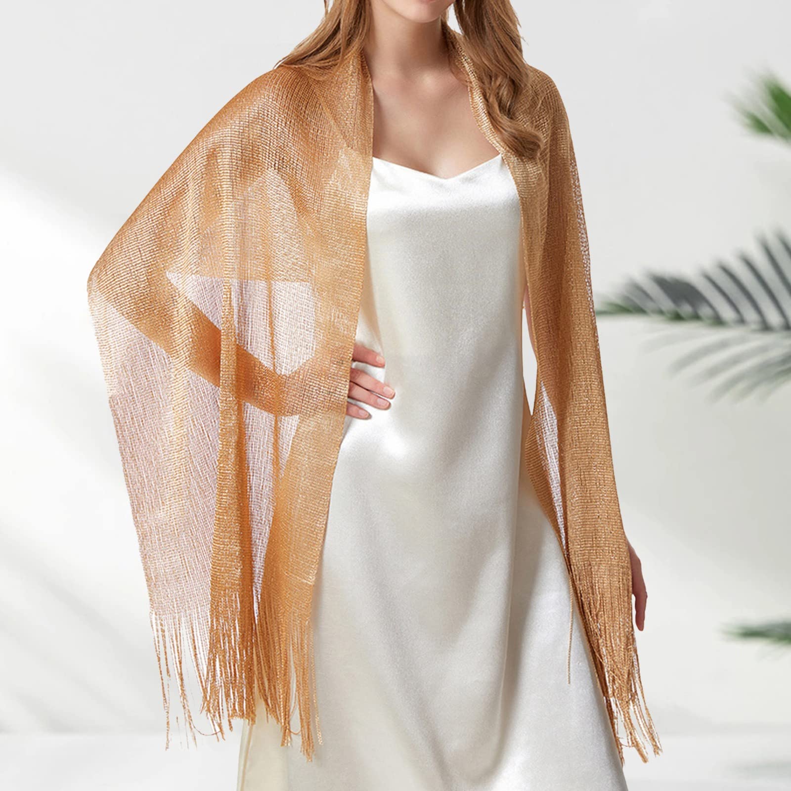 Cachecol feminino de rayon com guarda-chuva de verão dourado e