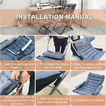 Modern Lazy Chair with Ottoman, Adjustable Lazy Chaise Lounge with Side Pocket Folding Lounge Reclining Sofa Chair with Armrest for Bedroom Living Room Balcony, Grey