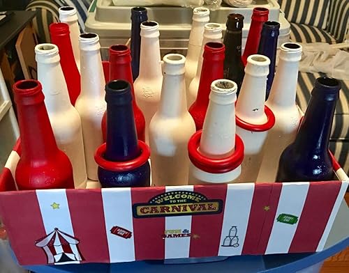 Miniatura 7 de Anillos de estante para caña de carnaval, paquete de 12 (rojo 2.5 pulgadas) de 2.5 pulgadas. Plástico duro. Gran juguete para aliviar el estrés,