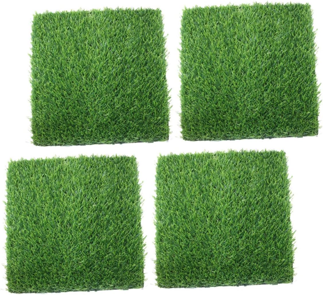 Toyvian 4Pcs Lifelike Artificial Grass Mat for Use Realistic Turf Pad for Garden Patio and Play Areas No Maintenance Needed for Dog Potty Training