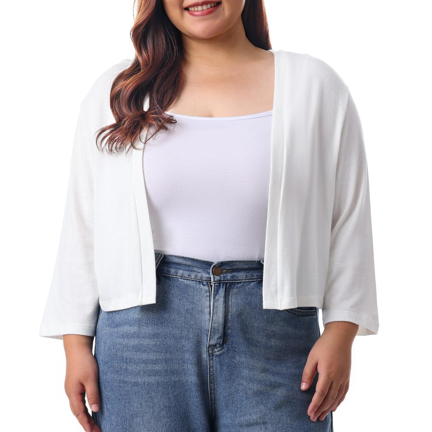 Snapklik.com : Womens Plus Size Cardigan Sweater Shrug 3/4 Sleeve ...