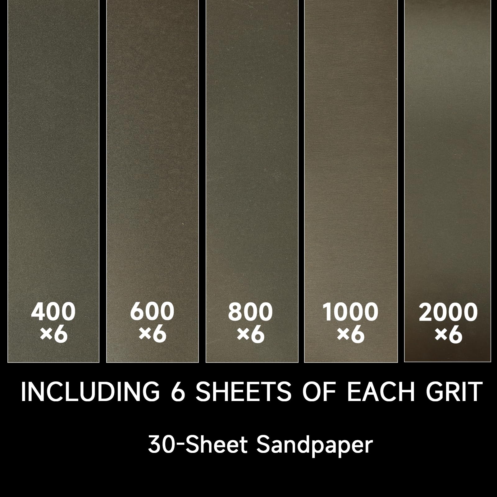 STEBRUAM Sandpaper 9x3.6 Inch 30 PCS 400 to 2000 Grits, Wet and Dry Sandpaper for Cars Polishing Metals Walls Wood Furniture Sanding - Image 2