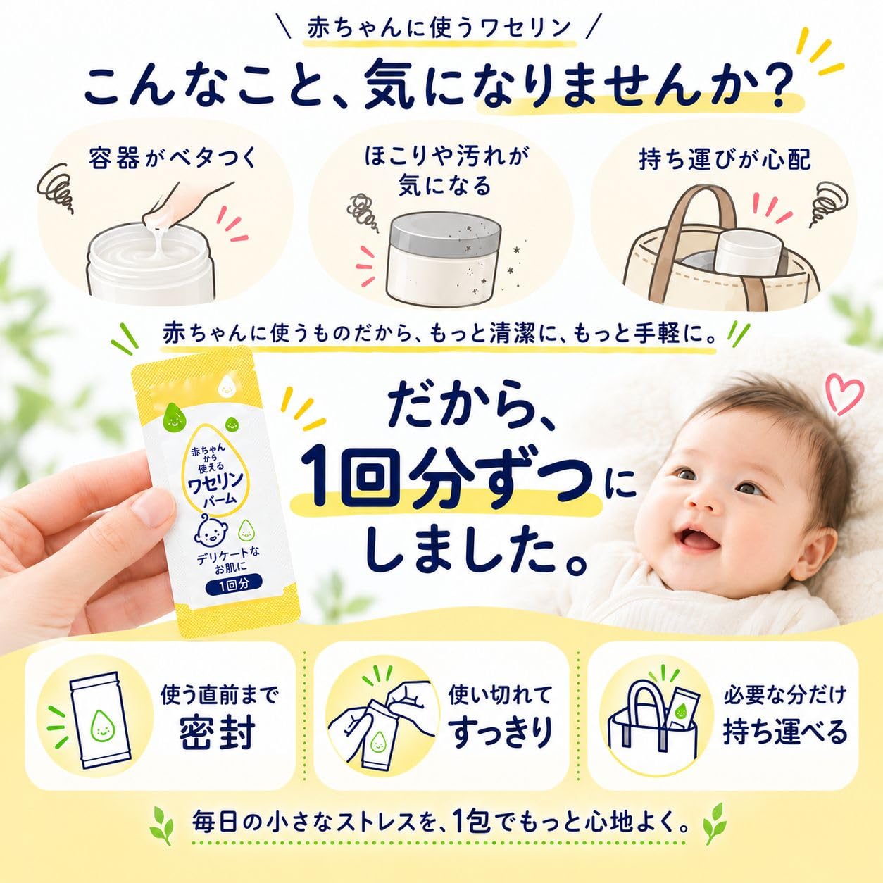 Amazon.co.jp: 赤ちゃんから使える個包装ワセリンバーム | 雪の元