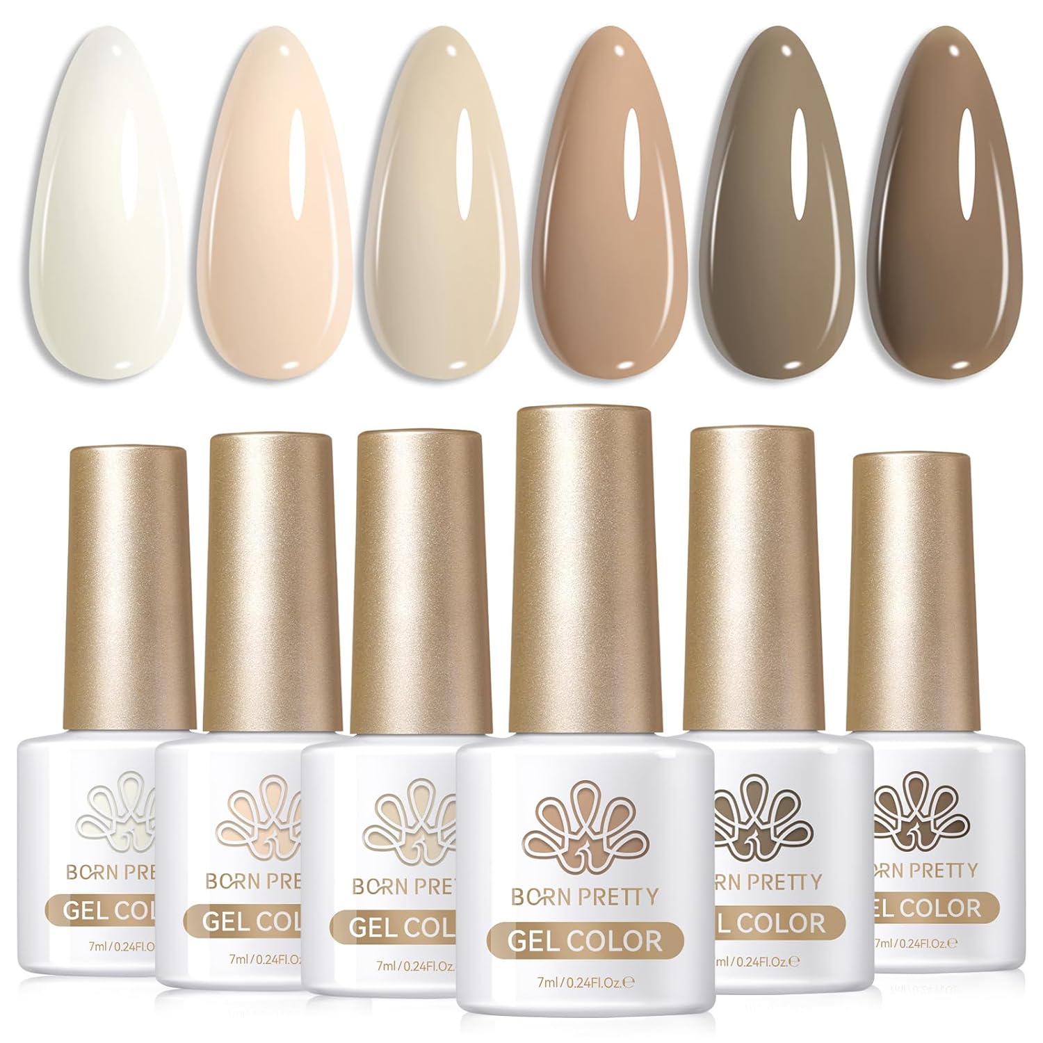 Born Pretty Nude Gel Nail Polish,Neutral Skin Tone Cream Beige White,Khaki