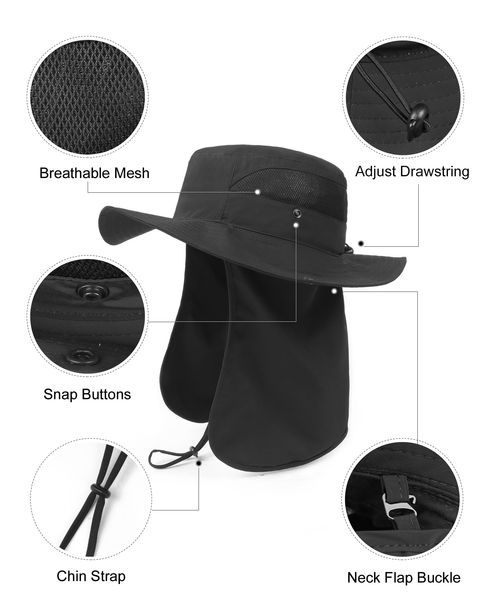 Zylioo XX-Large UV Safari Boonie Cappelli Big Wide Brim Summer Sun Hat Oversize Outdoor Escursionismo Pesca Cappello
