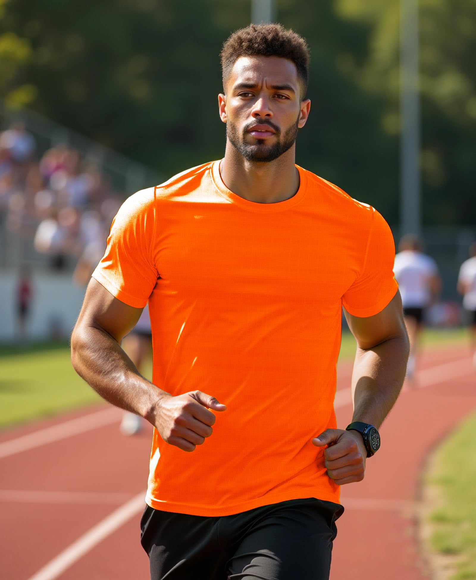 Camiseta de correr para hombre, de secado rápido, manga corta, absorbe la humedad, ropa activa, reflectante