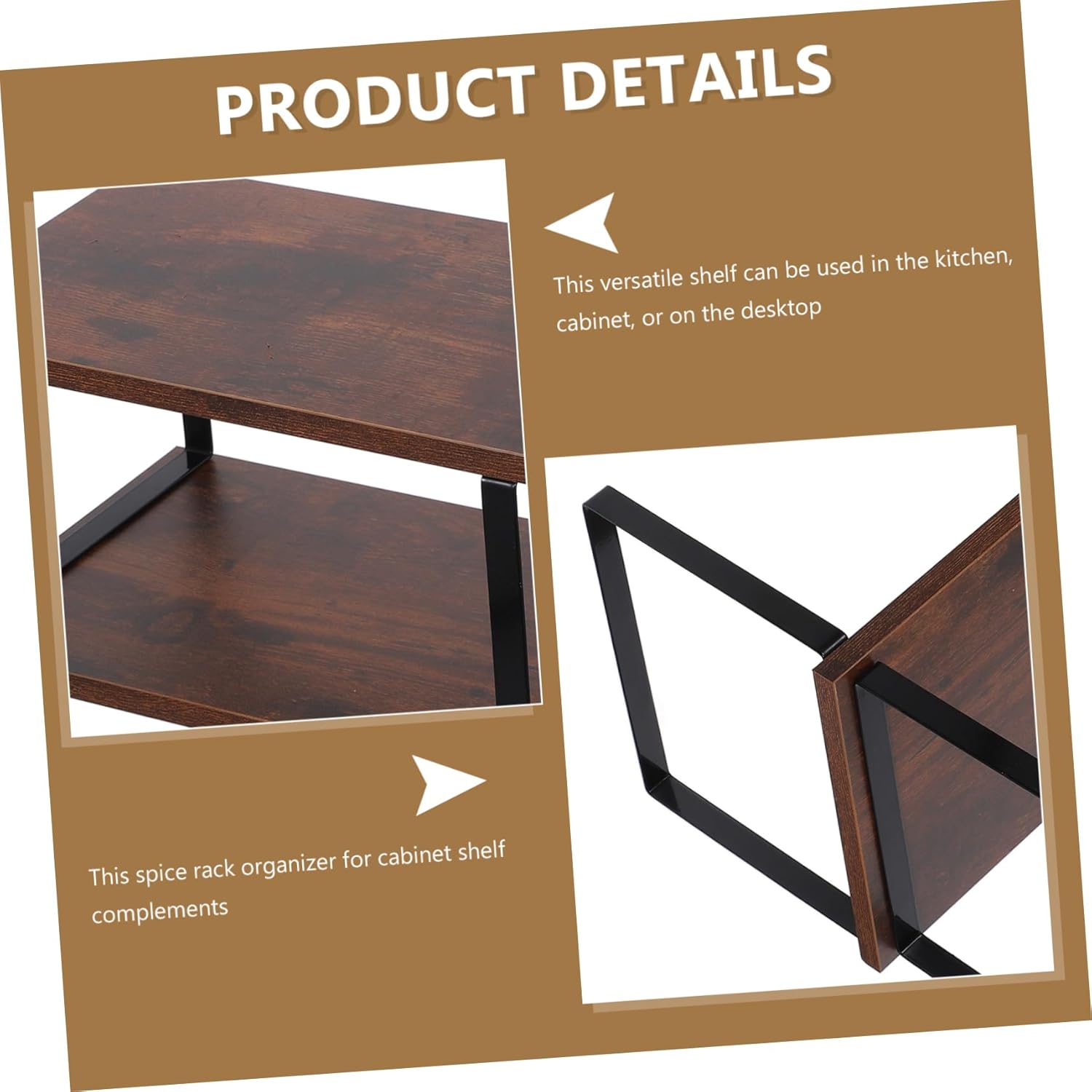 2pcs Wooden Kitchen Storage Rack Shelves Pantry Organizer Spice Cabinet Sturdy Space-saving