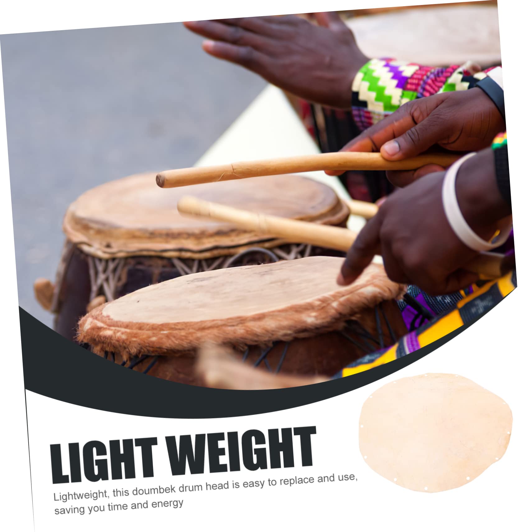 Vaguelly 5piezas Piel De Africano De Piel De Repuesto Elástica Para Instrumentos De Percusión Compatible Tambores Doumbek Sonido Estable y Textura Duradera