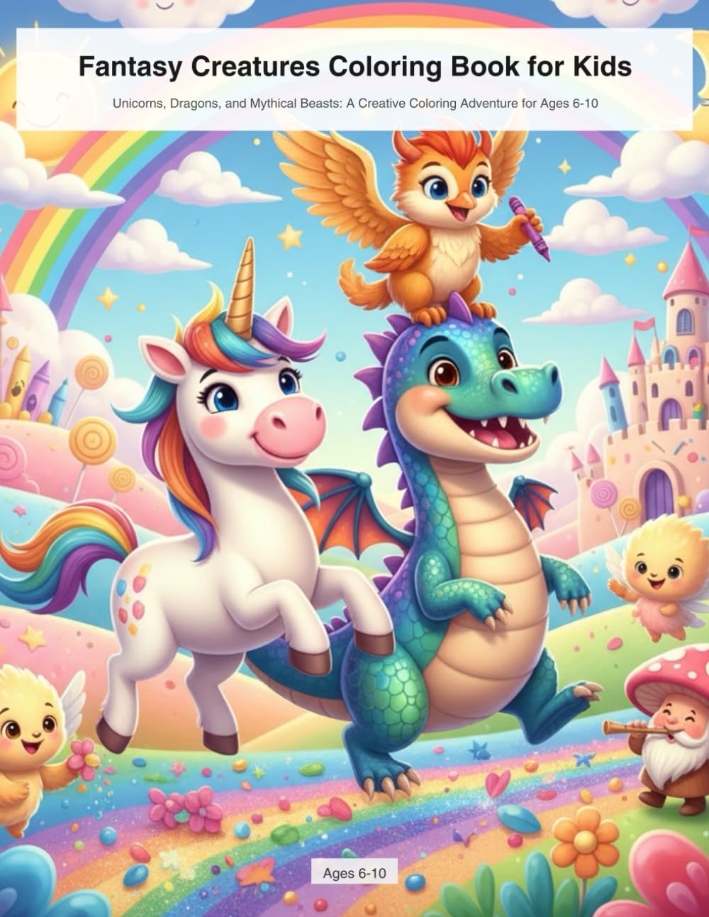 Fantasy Creatures Coloring Book for Kids: Unicorns, Dragons, and Mythical Beasts: A Creative Coloring Adventure for Ages 6-10