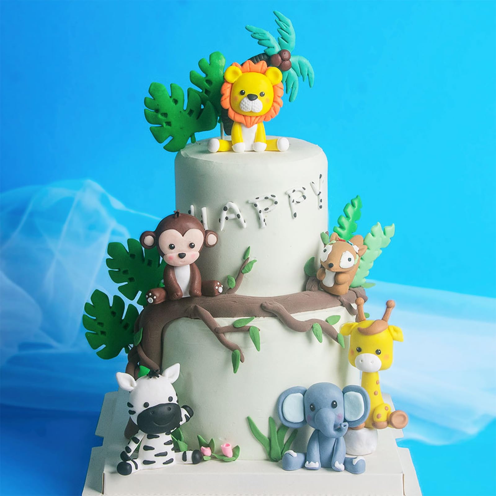 Het Nieuwe Dier Tijger Leeuw Olifant Cartoon Taart Topper Bos Jungle Safari Cupcake Decor 1e Verjaardagsfeestje Leuke Cadeaus  15
