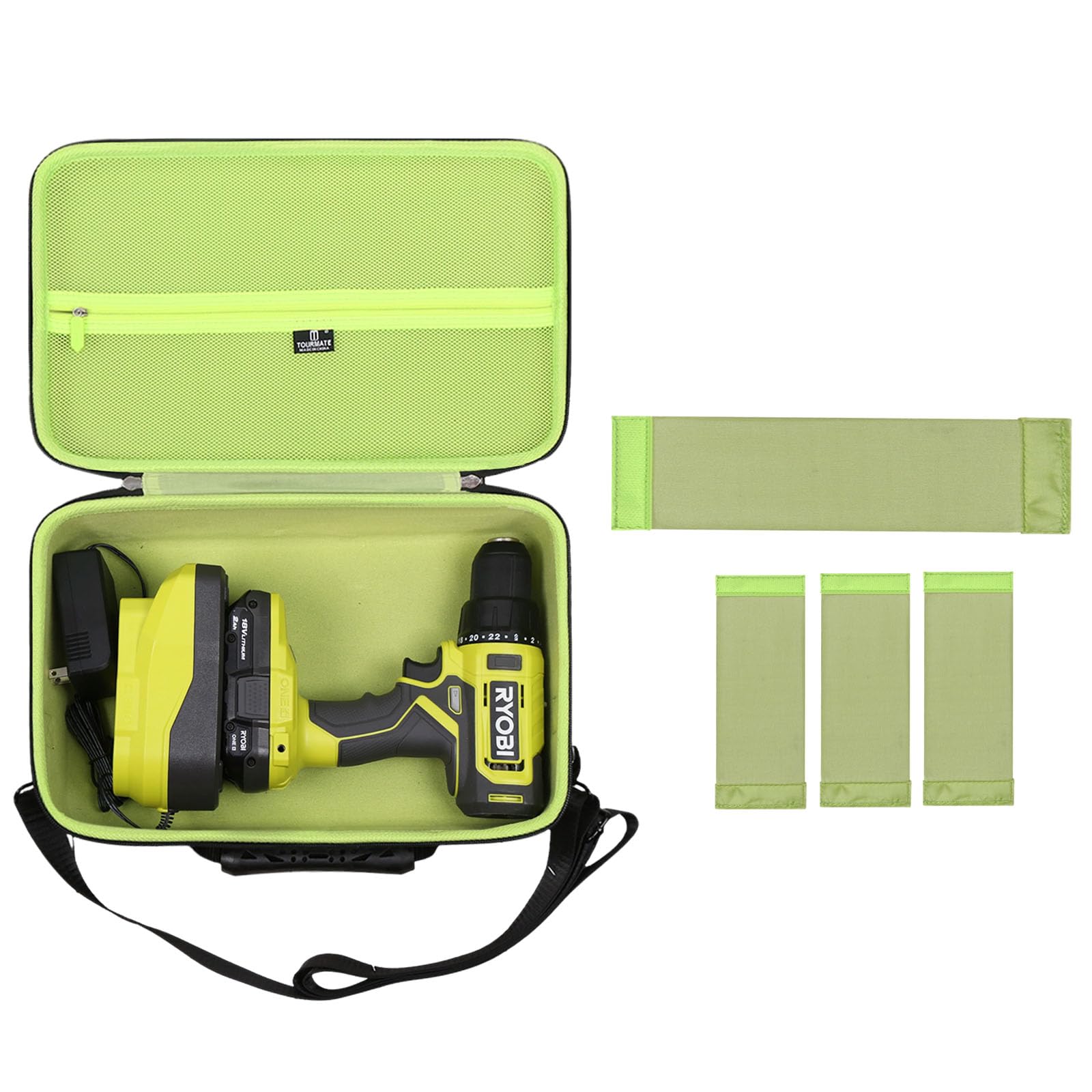 Tourmate Custodia rigida per RYOBI ONE+ 18V Cordless 1/2" Drill PCL206B - Custodia da viaggio per RYOBI ONE+ 18V Cordless 1/4"/18V, 3/8" (scatola in vendita) (nero e verde, M)