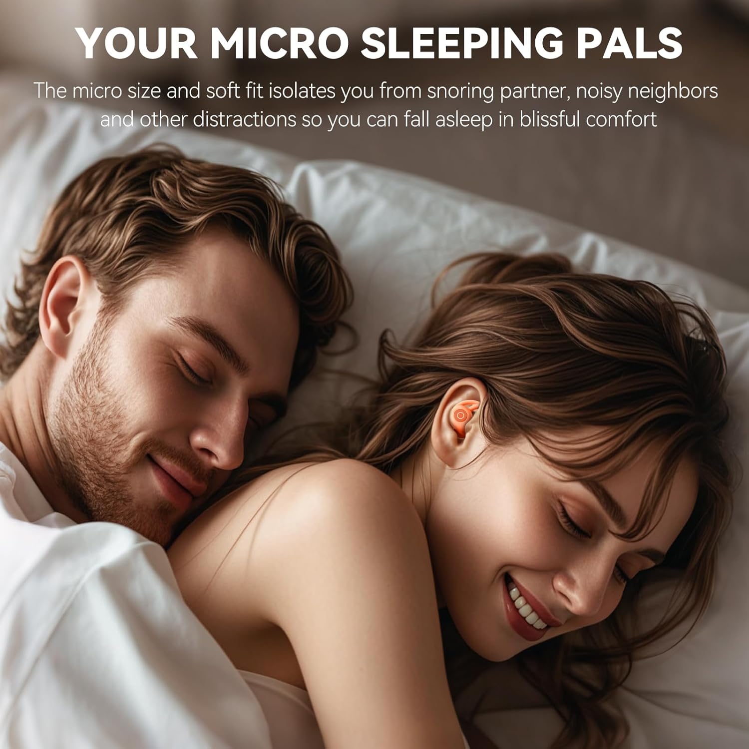 Sleepals Micro Sleep Earbuds for Side Sleepers, Sleep Headphones with Noise Reduction, Soft and Snug Fit Overnight, Slim and Light, 28hr Play with Travel Charging Case (Orange) - Image 2