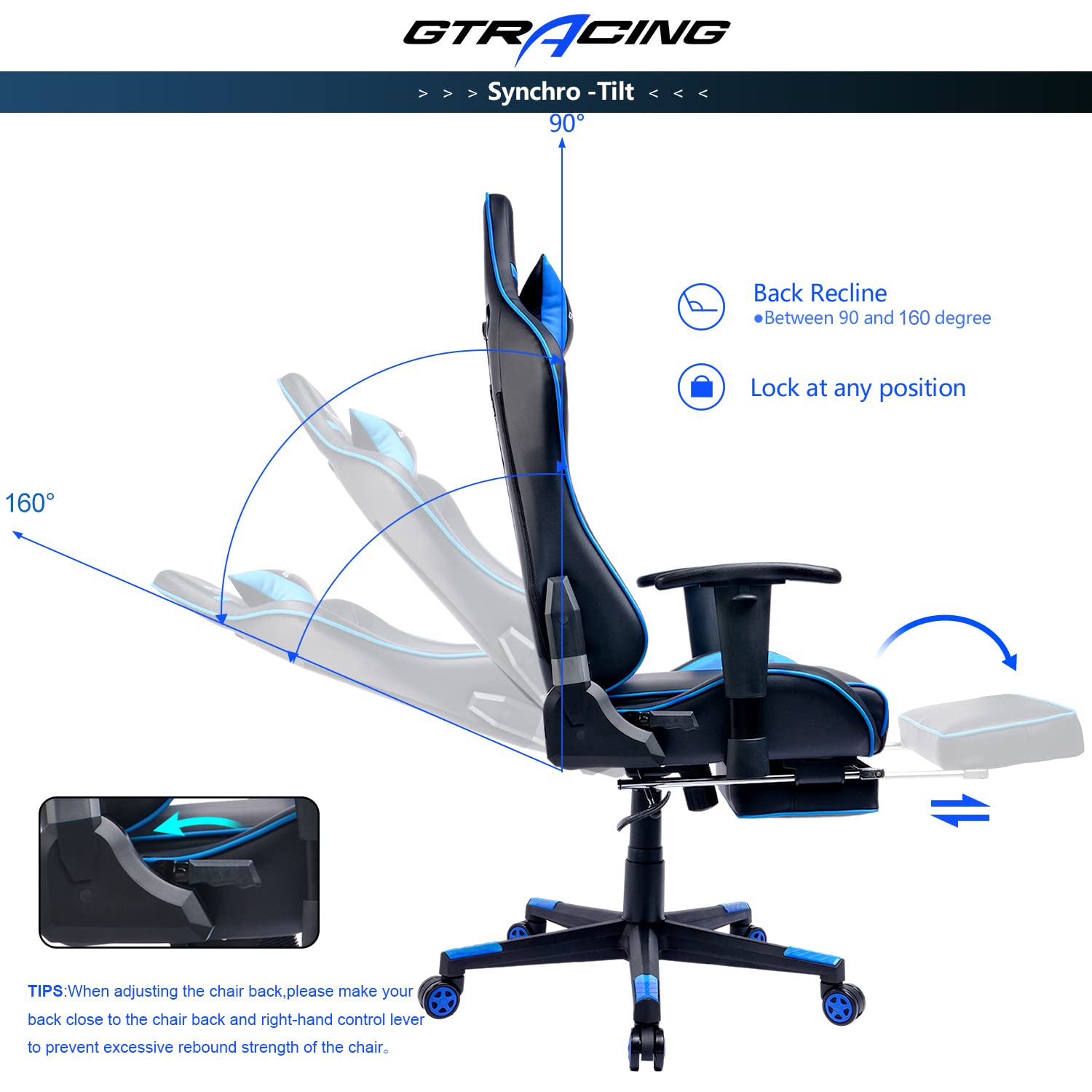 GTRACING Gaming Chair with Footrest Big and Tall Office Executive Chair