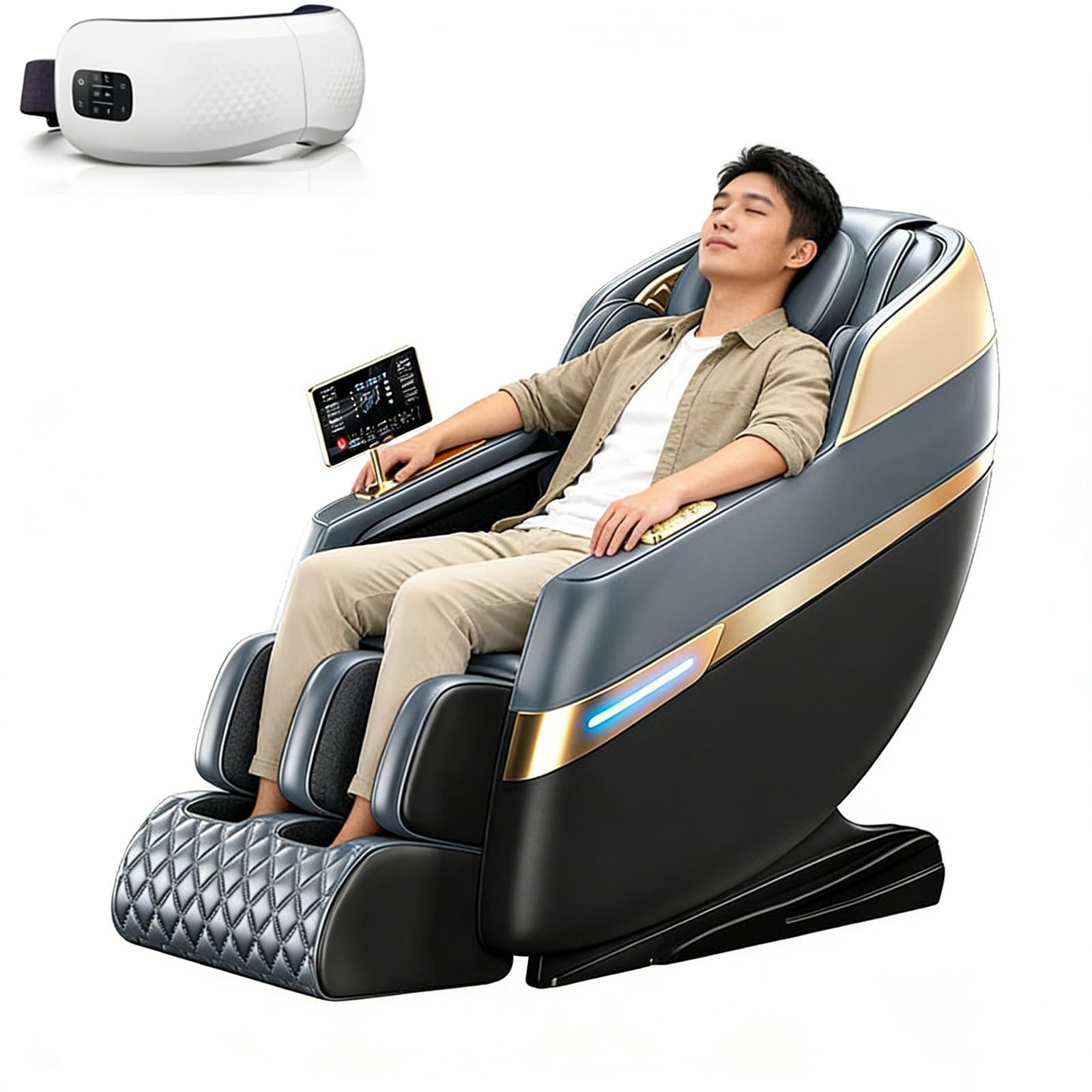 Sedia Da Massaggio 4D, massaggio Alla Schiena Reclinabile SL Dual Orbit Bluetooth Musica Funzione Di Massaggio Del Piede(Noir)