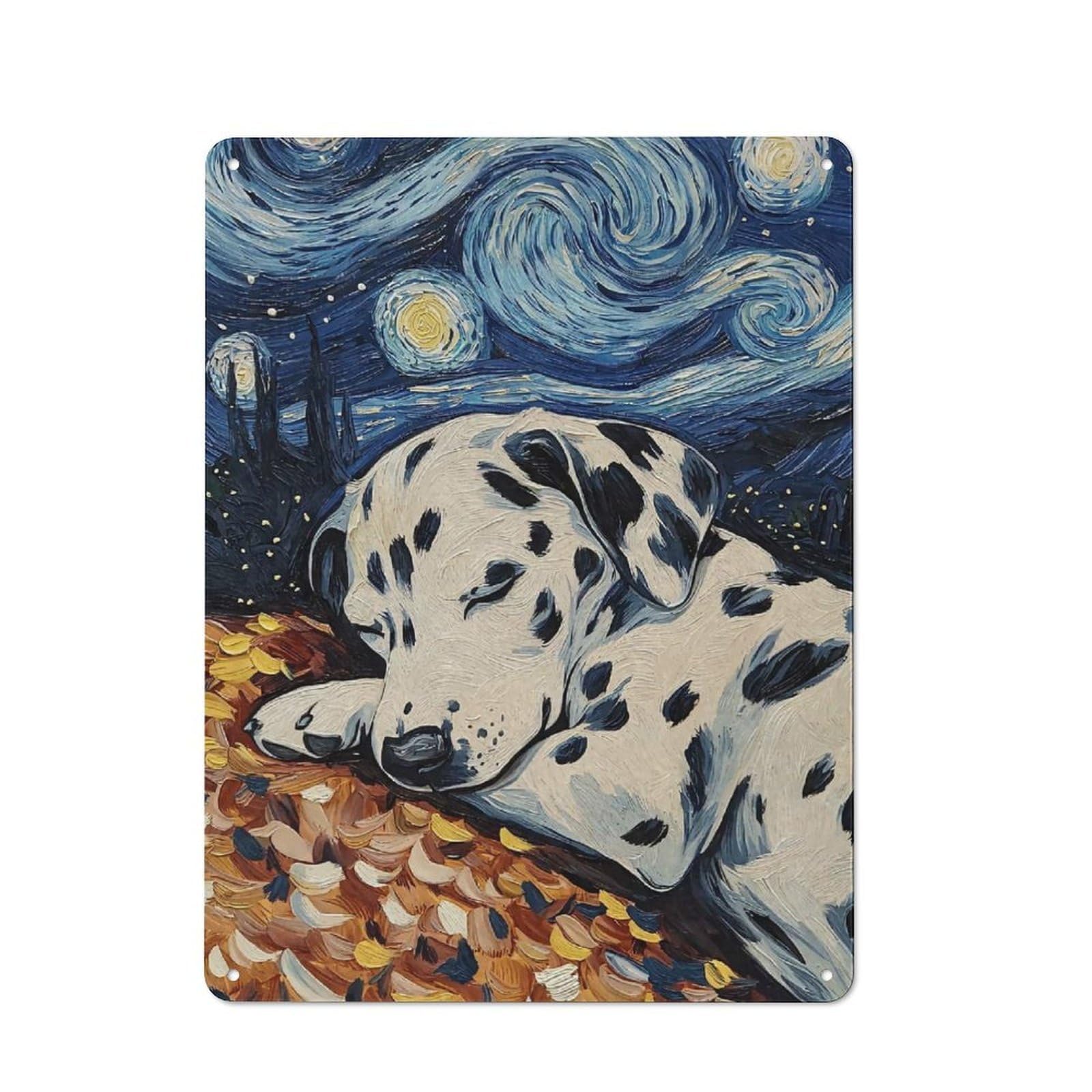 Junmoney Style-19 Rustic Tin Sign 40X30cm Featuring Dalmatian Puppy Sleeping For Garage Or Workshop, For Garage, Workshop And Man Cave Decoration
