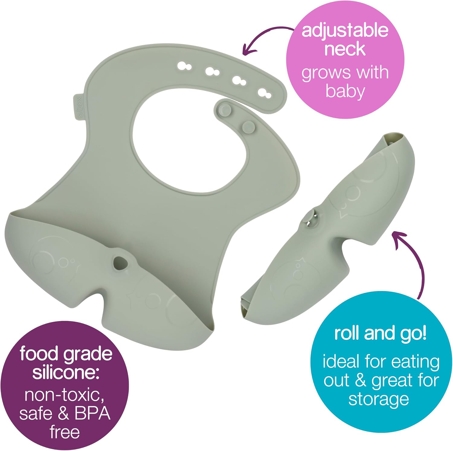 b.box Silicone Bib: Baby Bibs for Boys & Girls Ages 4m+
