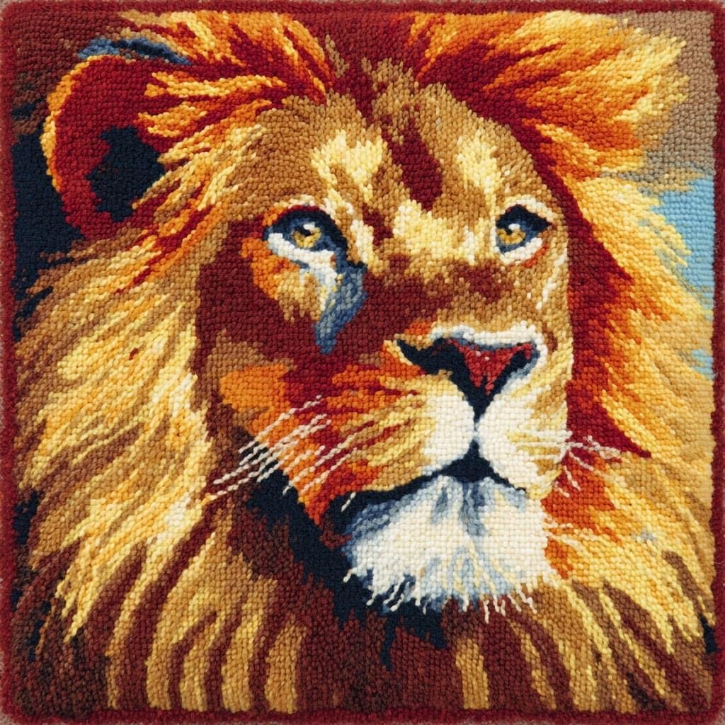 Henypt DIY Latch Hook Pillow Kits, Lion