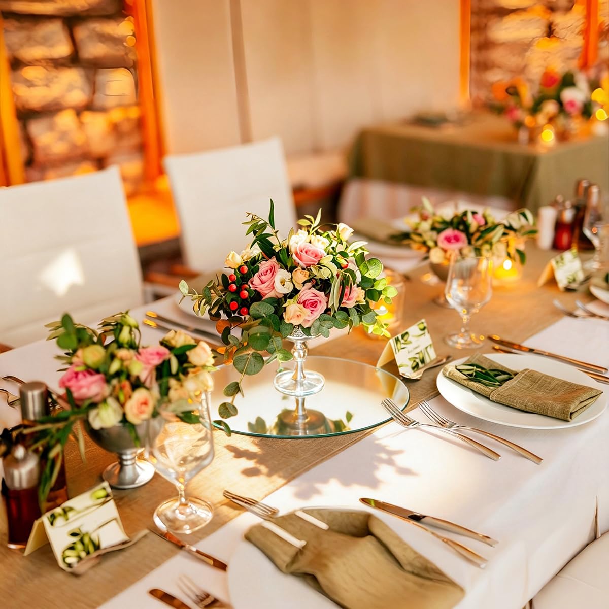 4 pannelli rotondi a specchio per decorazioni da tavolo, vassoi a specchio, piatti rotondi per tavoli, piatti rotondi a specchio per decorazioni da tavola per matrimoni e feste (30 cm)