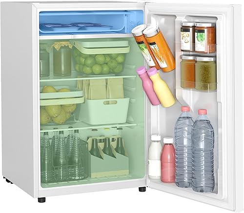 HOMCOM Mini refrigerador de 4.5 pies cúbicos con congelador, refrigerador pequeño de una sola puerta con termostato ajustable, eficiencia
