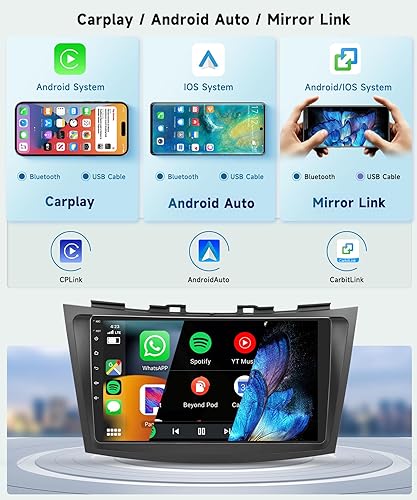 Miniatura 2 de podofo Radio de coche 8 Core 2G+64G para Suzuki Swift 2011 2012 2013 2014 2015, estéreo inalámbrico Apple Carplay Android Auto, pantalla táctil IPS