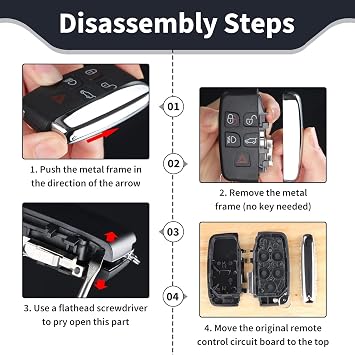 5 Button Key Fob Case for Land Rover Evoque, Range Rover, Discovery, Freelander, LR4, Jaguar XJ, XE, XF, XK (2010 to 2017), Key Fob Replacement Shell, Durable ABS Remote Cover, Easy Installation