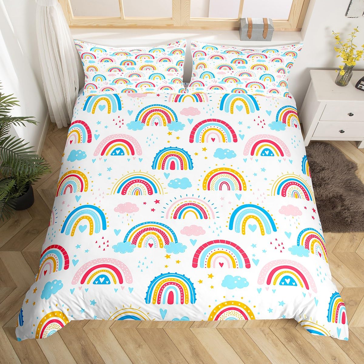 Homewish Set di biancheria da letto per letto singolo per ragazzi e ragazzi, con copripiumino e 1 federa per cuscino, motivo geometrico a nido d'ape