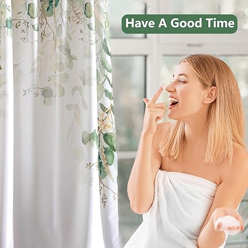 Miniatura 8 de Cortina de ducha de plantas amarillas y verdes para baño, cortinas de ducha de otoño en acuarela con patrón de hojas de eucalipto, cortina de ducha