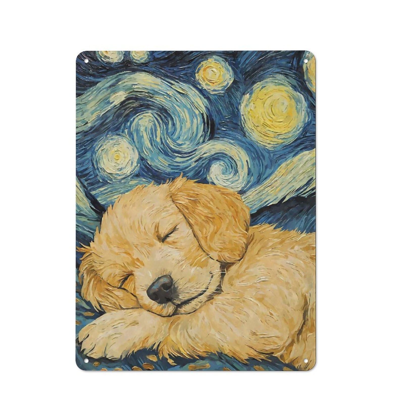 Golden Retriever Puppy Vintage Metal Wall Decor 40x30cm, Vintage Metal Sign for Cafe, Bistro, Bakery Or Restaurant