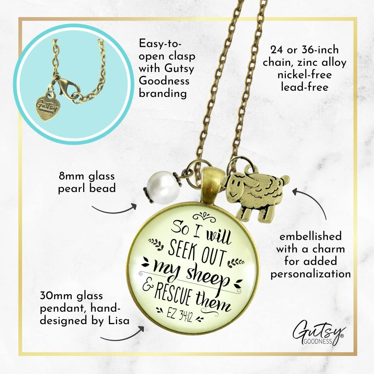 Gutsy Goodness Faith He Cares Necklaces Handmade Encouragement Christian Women's Message Jewelry Pendants - Image 5