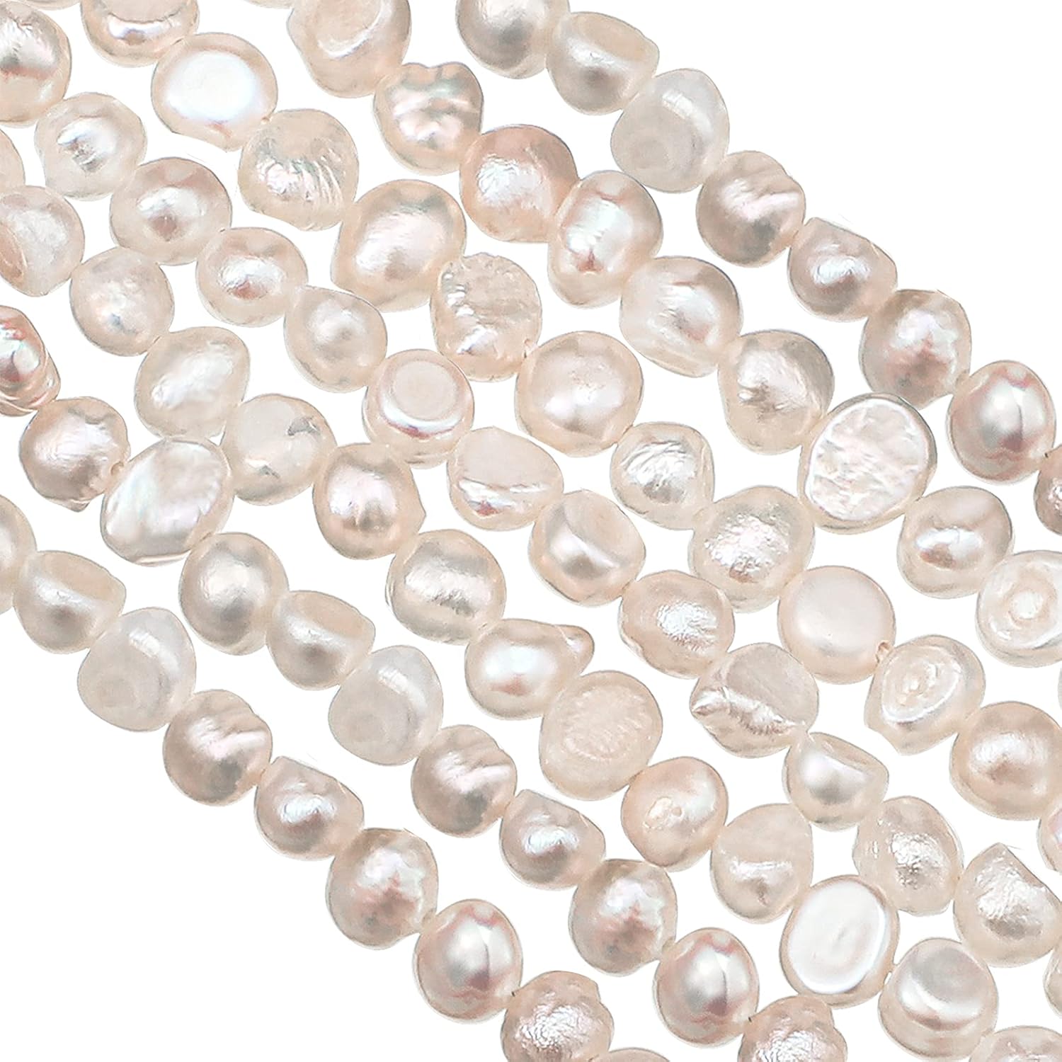 2 Strands 7-8 mm 8-9 mm Natural Freshwater Pearls Beads White Baroque Cultured Irregular Pearls Beads for Jewelry Making for Crafts Necklaces Bracelets Earrings