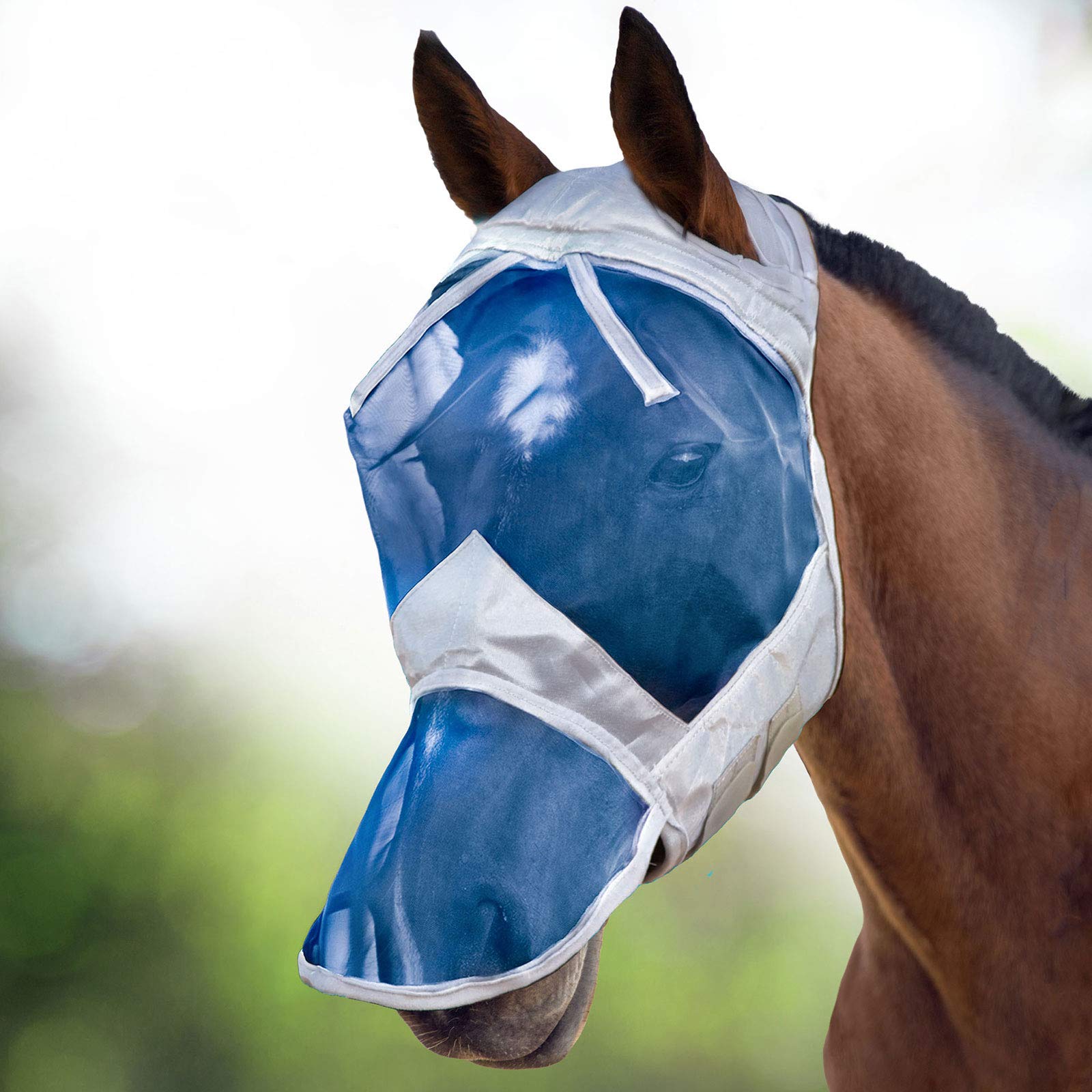 Harrison Howard CareMaster Máscara Anti-Moscas Protección con Nariz Plata/Azul (M; COB)