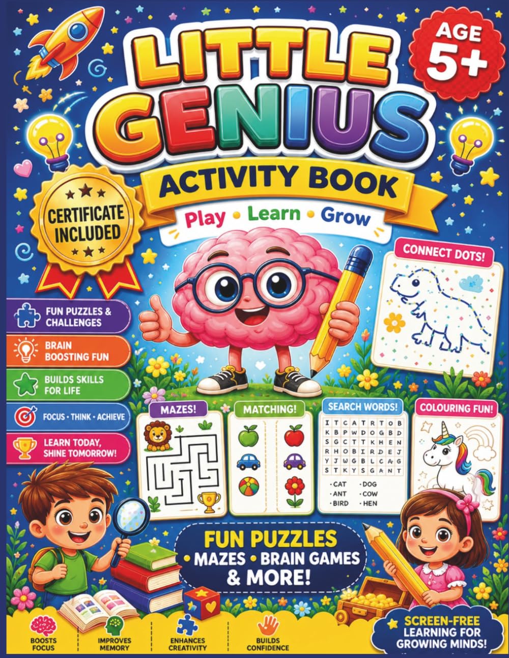 Little Genius: A Brain Development Activity Book for Kids 5+ | Boost Memory, Focus & Problem Solving Skills