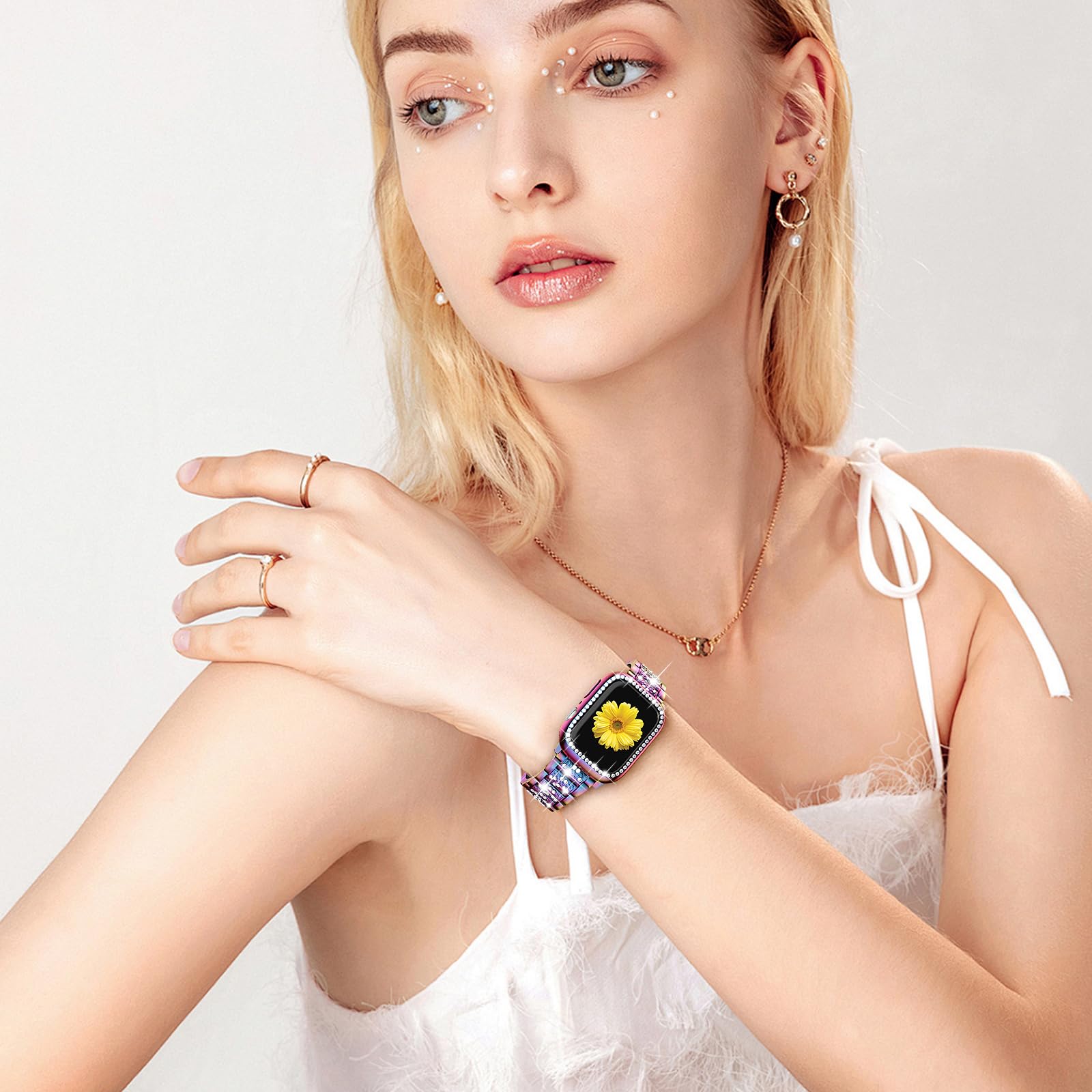 Compatible with Apple Watch Band 44mm Women with Screen Protector Case Amazon.com: Mesime Compatible for Apple Watch Band with  main image 2