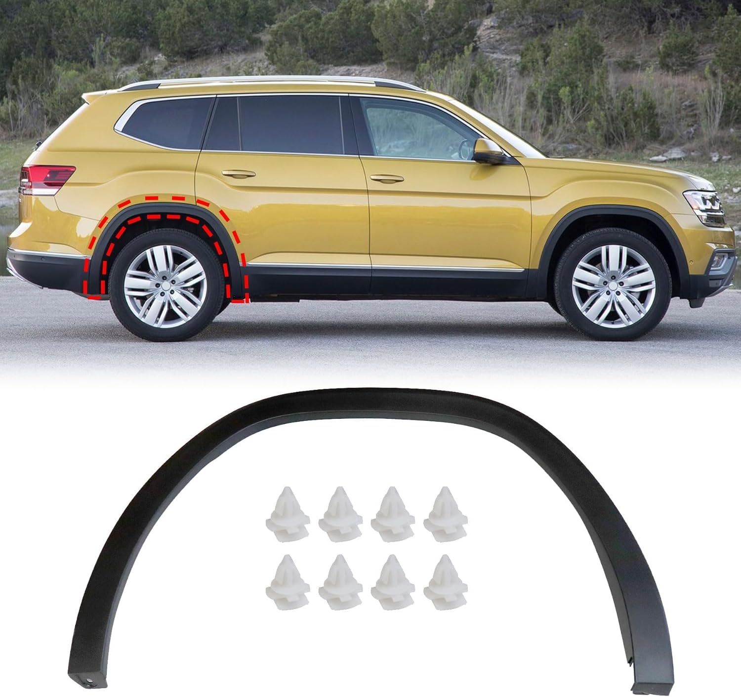 XQSMWF Rear Right Fender Molding Trim, Compatible with Volkswagen Atlas 2018 2019 2020, 3CN-853-818-B-9B9 3CN853818B9B9, Wheel Opening Arch Molding Trim