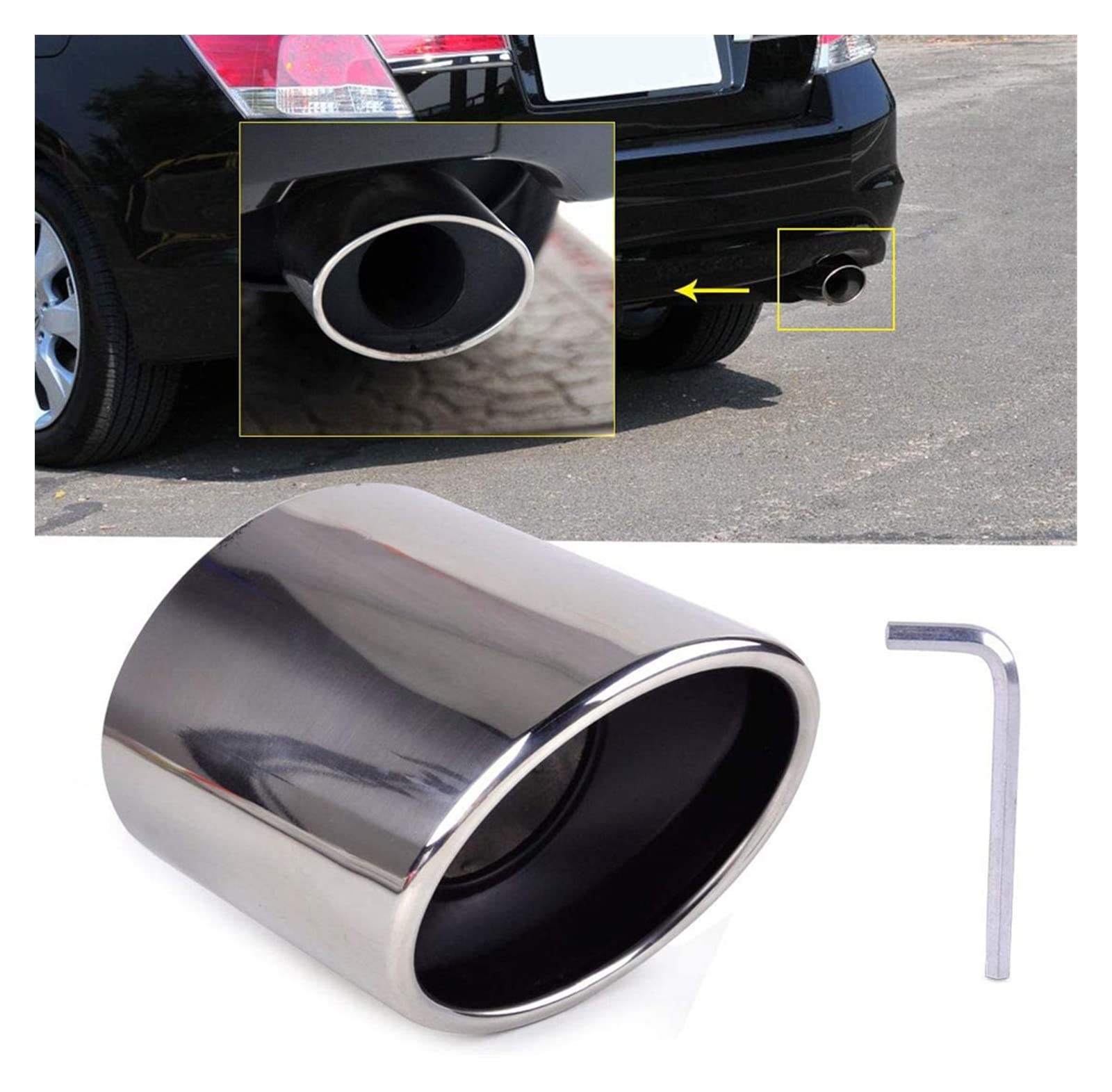 Silenciador Escape Silenciador Escape Tubo Escape Acero Inoxidable Punta Tubo Cola Cromada para para Accord 2008 2009 2010 2011 2012 2013 Escape Sonido Turbo